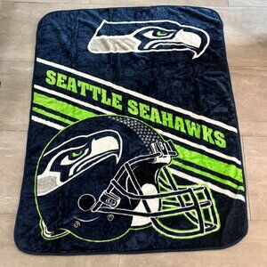 Seattle Seahawks Plush Throw Blanket NFL Team Logo Blue Green Fan Decor